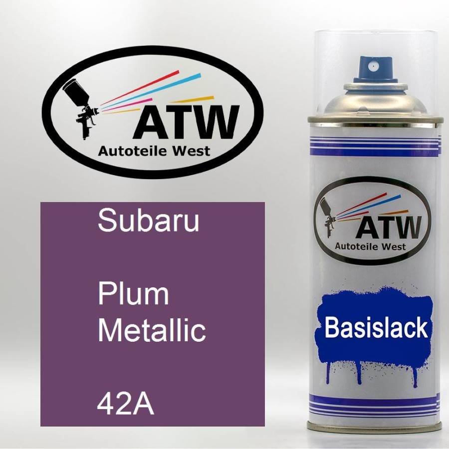 Subaru, Plum Metallic, 42A: 400ml Sprühdose, von ATW Autoteile West.